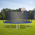 16FT Trampoline, Upgraded Outdoor Round Trampoline with Safety Enclosure, Basketball Hoop and Ladder, Outdoor Trampoline for Family School Entertainment, Heavy Duty Frame and Coiled Springs
