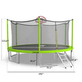 16FT Trampoline, Upgraded Outdoor Round Trampoline with Safety Enclosure, Basketball Hoop and Ladder, Outdoor Trampoline for Family School Entertainment, Heavy Duty Frame and Coiled Springs
