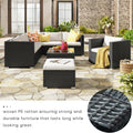Segmart 7 Pc Outdoor Patio Sectional Set, White and Black with Table, L