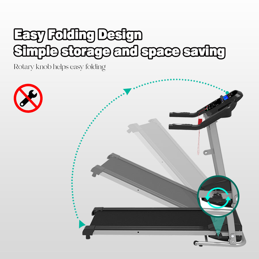 Exercise Equipment, Folding Electric Treadmill for Home, Easy Assembly Fitness Workout Equipment, Large Running Surface, Smart Digital Motorized Running Machine for Running & Walking, I9694