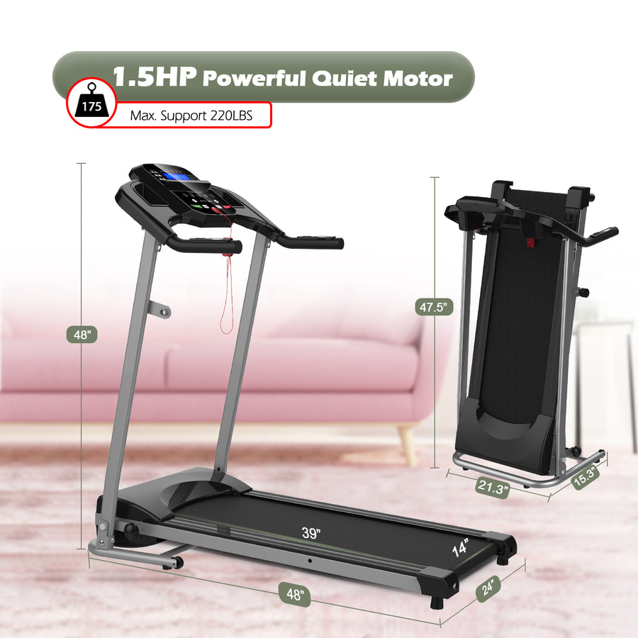 Exercise Equipment, Folding Electric Treadmill for Home, Easy Assembly Fitness Workout Equipment, Large Running Surface, Smart Digital Motorized Running Machine for Running & Walking, I9694
