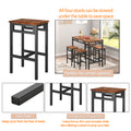 5 Piece Bar Table Set, Kitchen Counter Height Table with 4 Stools, Space Saving, for 4 Persons with Metal Frame, Wood Dining Table & Chair Set for Breakfast Nook Pub Bistro