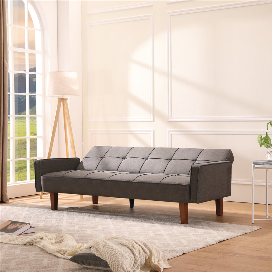 Sofa Sleeper, SEGMART Modern Fabric Sofa Bed with Armrest, Convertible Futon Couches and Sofas w/Wood Legs, Small Spaces Recliner Couch Living Room Furniture Loveseat Sofa, Gray, LL124