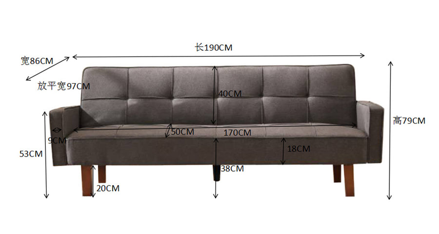 Sofa Sleeper, SEGMART Modern Fabric Sofa Bed with Armrest, Convertible Futon Couches and Sofas w/Wood Legs, Small Spaces Recliner Couch Living Room Furniture Loveseat Sofa, Gray, LL124