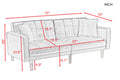 Futon Sofa Bed, SEGMART Fabric Futon Couch with Armrest, Modern Light Grey Convertible Futon Sofa Bed Recliner Couch with Wood Legs, Two Pillows, Living Room Furniture Sofa for Small Spaces, L5199