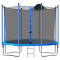 Trampoline with Enclosure, New Upgraded 10 Feet Kids Outdoor Trampoline with Basketball Hoop and Ladder, Heavy Duty Round Trampoline for Indoor Outdoor Backyard, L3740
