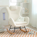 Modern Teddy Fabric Nursery Rocking Chair, Accent Rocker Chair with High Backrest for Nursery, Accent Glider Rocker Rocking Accent Chair for Living Room Bedroom Playroom