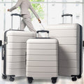 SEGMART Carry on Luggage Set, 3pcs 20''/24''/28'' Fashion Lightweight Suitcase Travel Sets for Women, 3-in-1 Portable Carry on Trolley Case with Telescoping Handle, Beige, S9351