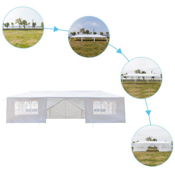 SEGMART 10' x 30' Outdoor Canopy Tent w/8 Removable Sidewalls, Two Doors Wedding Party Tent, Outdoor Waterproof Canopy Party Gazebo Pavilion, S10460