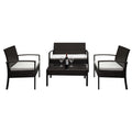 Wicker Patio Furniture, 4 Piece Patio Furniture Sets, Wicker Outdoor Furniture with Loveseat, Coffee Table and 2 Armchairs, Outdoor Sectional Sofa Set with Cushions for Backyard/Poolside, LLL4346