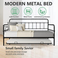 Daybed with Trundle, SEGMART Metal Daybed Frames for Twin Size, Twin Trundle Bed Frame Twin Daybed with Trundle for Kids Teens Adults Guest, Metal Trundle Bed Frame No Box Spring Needed, Black, H519