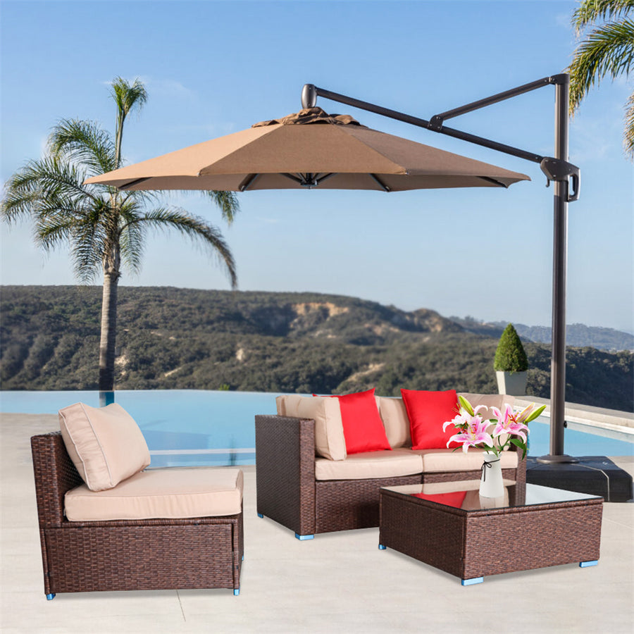 Patio Furniture Set Clearance, 4 Piece Patio Furniture Sets with Armless Sofa, Coffee Table, 2 Corner Sofas, 2 Pillows, All-Weather Patio Sectional Sofa Set with Cushions for Backyard Garden Pool, L