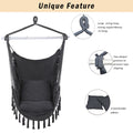 Macrame Hammock Chair Swing, Hanging Rope Swing for Patio, Porch, Bedroom, Backyard, Indoor or Tree, Hanging Rope Swing Seat with Detachable Metal Support Bar & 2 Cushions, Max. Weight 330 Lbs, B06