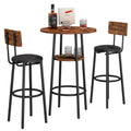 Counter Height Table Set of 3, Breakfast Bar Table and Stool Set, Minimalist Dining Table with Backrest Stools, Wood Top Pub Table & Chair Set for Kitchen Apartment Bistro