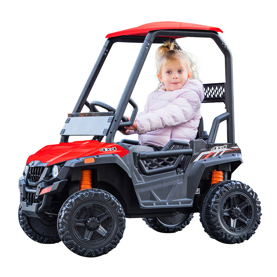 OFF-ROAD UTV WITH ROOF KIDS CARS 12V KIDS TOYS WITH R/C PARENTAL REMOTE ELECTRIC VEHICLES FOR BOYS GIRLS
