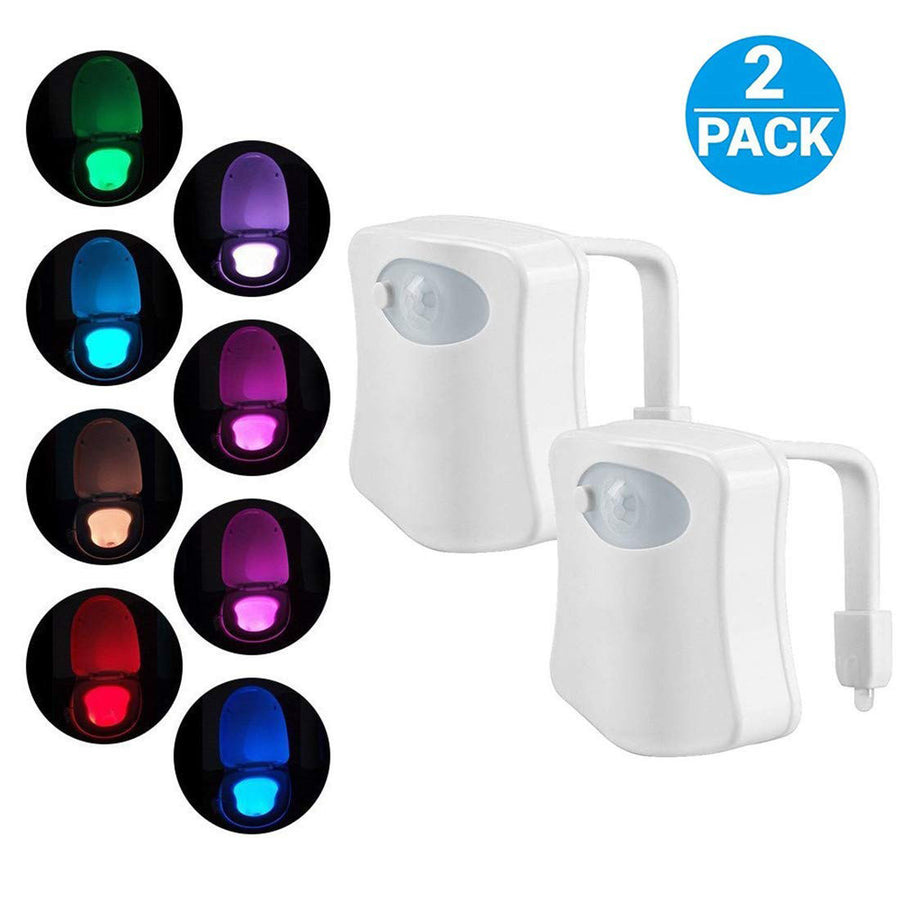 Toilet Night Light(2Pack), 8-Color Led Motion Activated Toilet Seat Light, Fit Any Toilet Bowl, Toilet Bowl Light with Two Mode Motion Sensor LED Washroom Night Light, I5209