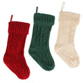 Segmart 3 Pack 18" Christmas Stockings Large Hanging Knit Xmas Stockings Decoration, Burgundy Emerald Ivory White Berry Fireplace Hanging Stockings for Family Holiday Christmas Décor