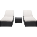 Segmart® Outdoor Lounge Chairs, 3Pcs Patio Chaise Lounge Chairs Furniture Set with Adjustable Back and Coffee Table, All-Weather Rattan Reclining Lounge Chair for Beach, Backyard, Porch, Garden, Pool, L4550