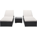 3Pcs Patio Chaise Outdoor Lounge Chairs Furniture Set