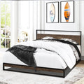 Metal Platform Bed Frame, SEGMART Queen Size Bed Frame with Headboard, Metal Bed Frame with Wood Slat Support, Queen Size Bed for Adults Teens Kids, Queen Bed Frame No Box Spring Needed, L
