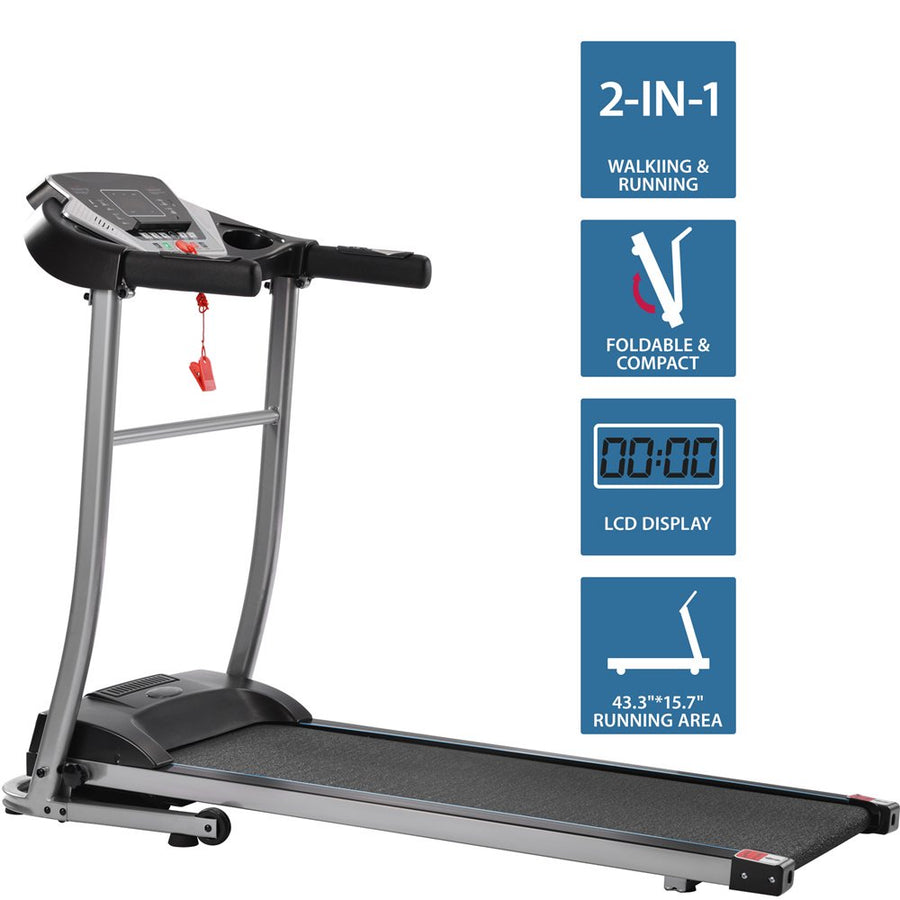 Exercise Equipment, Folding Electric Treadmill for Home, Electric Motorized Running Machine with LED Display and Cup Holder, Easy Assembly Jogging Exercise Equipment with 12 Preset Programs, L5160