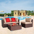 Patio Furniture Set Clearance, 4 Piece Patio Furniture Sets with Armless Sofa, Coffee Table, 2 Corner Sofas, 2 Pillows, All-Weather Patio Sectional Sofa Set with Cushions for Backyard Garden Pool, L