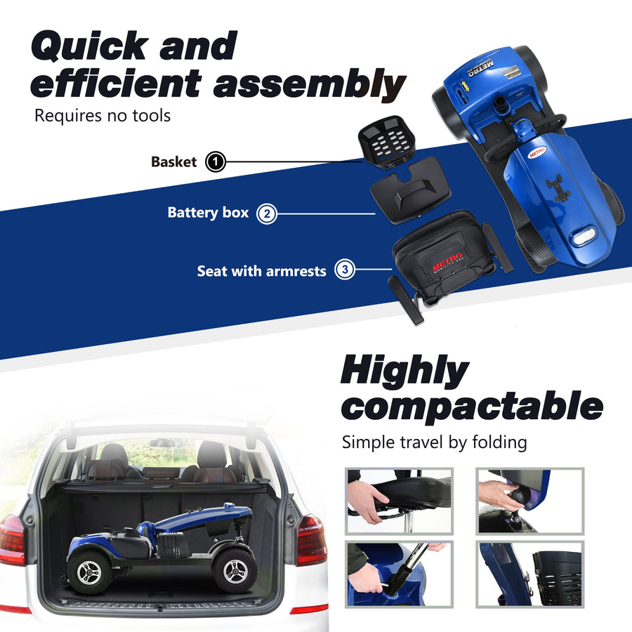 300W Motor Compact Mobility Scooter With Windshield, 300 lbs Capacity Compact Mobility Scooter Wheelchair for Adults, Outdoor Mobility Scooter with Cup Holders & USB Charging Port, SS1906