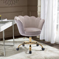 Office Desk, Modern Swivel Velvet Office Chair, Ergonomic Vanity Armchair with Padded Back Seat, Height Adjustable Mid Back Computer Desk Chair for Living Room/Bedroom, Gray, LL344
