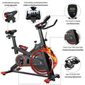 Indoor Exercise Bike, Professional Stationary Cycling Bike with LCD monitor, Bottle Holder, Smooth Belt Drive Cycling Bike, Adjustable Seat Bicycle Stationary Bike for Home Cardio Gym Workout, L5376
