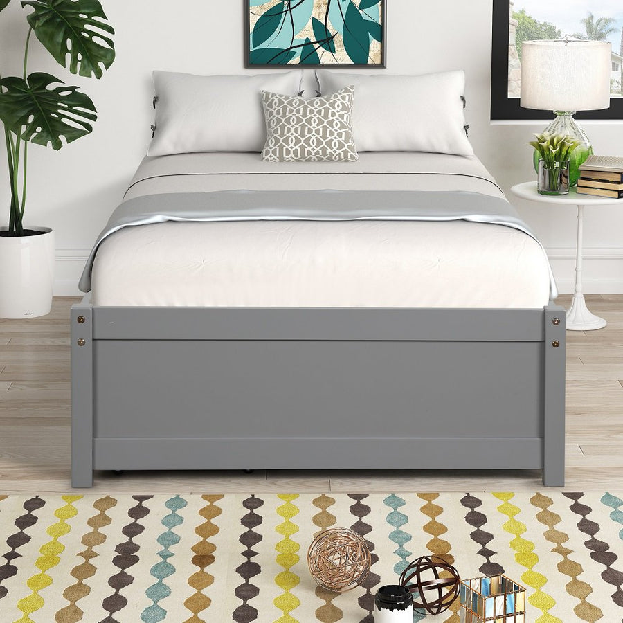 Wood Platform Bed Frame with Storage, Twin Size Bed Frame for Girls Boys, SEGMART Classic Twin Bed Frame with Drawers/Wood Slat Support, Kids Twin Bed Frame No Box Spring Needed, Grey, H696