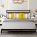 Queen Bed Frame with Headboard, SEGMART Metal Bed Frame with Wood Slat Support, Platform Bed Queen Size for Kids Adults Teens, Queen Bed Frame No Box Spring Needed, Mocha Wood, L