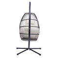 Outdoor Hanging Egg Chair, Patio Wicker Swinging Hanging Chairs with Stand, UV Resistant Hammock Chair with Cushion, 250lbs, S10002