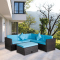 4-Piece Patio Conversation Sets, 2022 Upgrade Wicker Patio Conversation Furniture Set w/Seat Cushions & Tempered Glass Coffee, Conversation Sets for Porch Poolside Backyard Garden, S8189