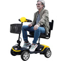 Outdoor Mobility Scooter for Senior, Heavy Duty Electric Scooters with 4 Wheel, Sliding Swivel Seat with Flip-Up Armrests for Handicapped, Easy Assembly, 300lbs, Yellow, SS142