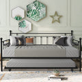 Segmart Metal Trundle Bed Frame Twin Daybed with Trundle Bed, Metal Slat Support, Bed Frame No Box Spring Needed, Ideal for Kids Teens Adults, Black, L