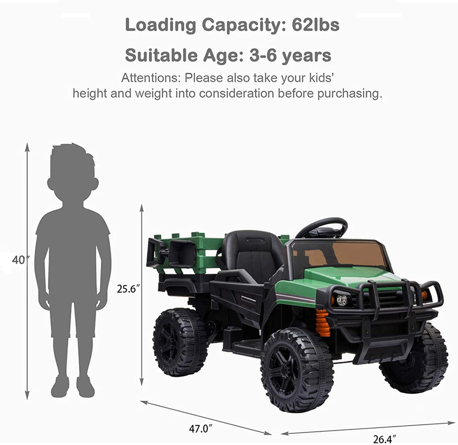 RIDE ON CARS WITH TRAILER 12V KIDS RIDE ON TRUCK KIDS CARS WITH REMOTE CONTROL BATTERY POWERED TOY TRACTOR WITH TRAIL
