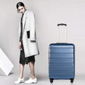 Carry on Luggage Set, 3pcs 20''/24''/28'' Fashion Lightweight Suitcase Travel Sets for Women, 3-in-1 Portable Trolley Case with Telescoping Handle, Outdoor Hardside Luggage Set, Blue, S9351
