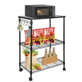 3-Tier Utility Cart, Metal Mesh Rolling Storage Cart Kitchen Storage Cart on Wheels Steel Utility Serving Rack Storage Tower Rack with Wheels for Kitchen Office Bedroom Bathroom Washroom