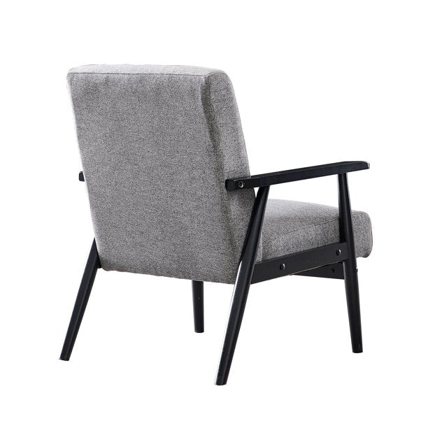 SEGMART Modern Tufted Accent Chair, Retro Modern Fabric Upholstered Wooden Lounge Chair, Grey, S13645