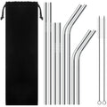 Reusable Straws, Stainless Steel Tumbler Set of 8, 2 Cleaning Brushes