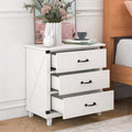 SEGMART Nightstand with 3 Drawers for Bedroom, 27.4''*15.9''*27.95'' Elegant Dresser Cabinet w/Nickel-Hued Knobs, 250lbs, White, S6298