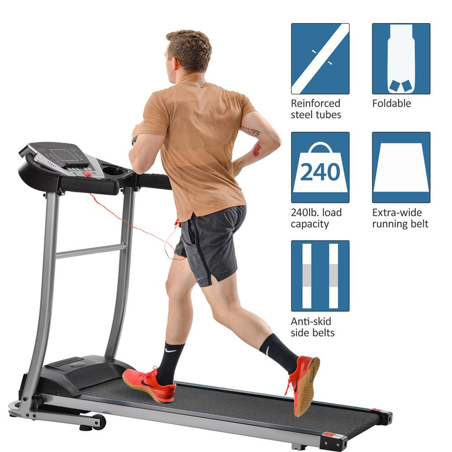 Exercise Equipment, Folding Electric Treadmill for Home, Electric Motorized Running Machine with LED Display and Cup Holder, Easy Assembly Jogging Exercise Equipment with 12 Preset Programs, L5160