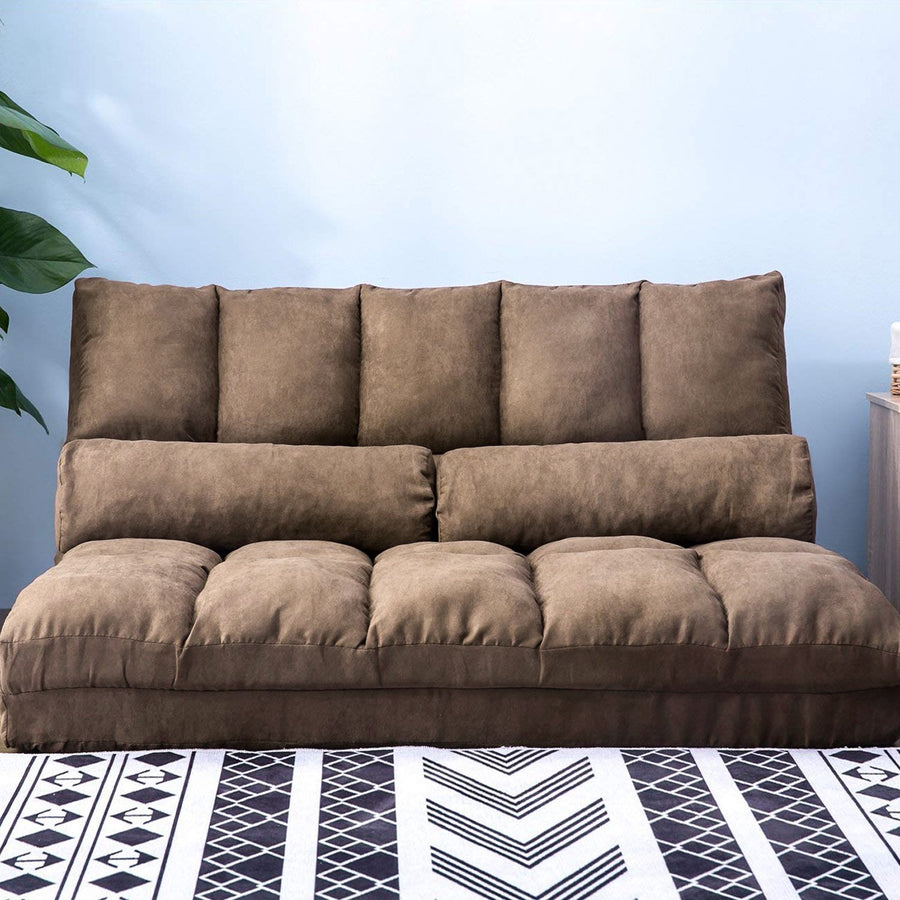Floor Sofa Bed, Foldable Double Chaise Lounge Sofa Chair with Two Pillows, Adjustable Floor Couch and Sofa for Living Room and Bedroom, Lazy Sofa Floor Chair for Gaming, Sleeper and Reading, L2791