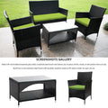 Patio Furniture Sets Clearance, 4 Piece Wicker Patio Set with Glass Dining Table, Loveseat & Cushioned Wicker Chairs, Modern Rattan Outdoor Conversation Sets for Backyard, Porch, Garden, L3121