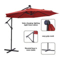 Outdoor Umbrella with Led Lights, 10FT Solar LED Offset Patio Umbrella, Hanging Cantilever Market Patio Umbrella with Crank, Cross Base, Backyard Offset Umbrella for Garden Pool Deck, L6079