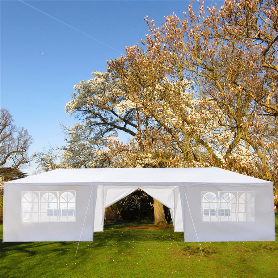 Gazebo Tent on Clearance, 10' x 30' Outdoor Backyard Tent for Parties, Upgraded White Wedding Tent with 8 Side Walls, Patio Canopy Tent BBQ Shelter Pavilion for Poolside Catering, L2335