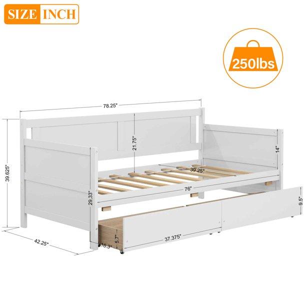 SEGMART Modern Daybed Bed with 2 Storage Drawers