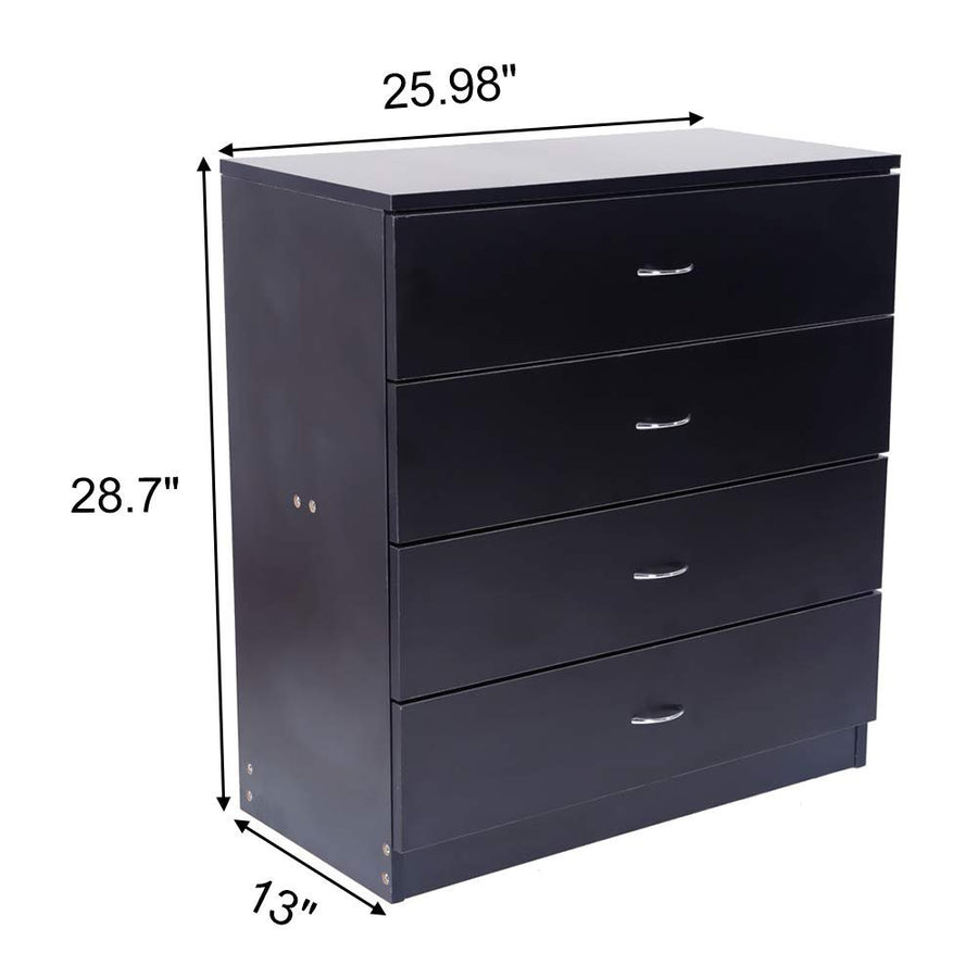 Dressers for Bedroom, Heavy Duty 4-Drawer Wood Chest of Drawers, Modern Storage Bedroom Chest for Kids Room, Black Vertical Storage Cabinet for Bathroom, Closet, Entryway, Hallway, Nursery, L2027