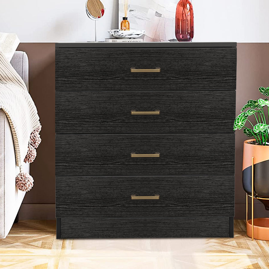 Dressers for Bedroom, Heavy Duty 4-Drawer Wood Chest of Drawers, Modern Storage Bedroom Chest for Kids Room, Black Vertical Storage Cabinet for Bathroom, Closet, Entryway, Hallway, Nursery, L2027