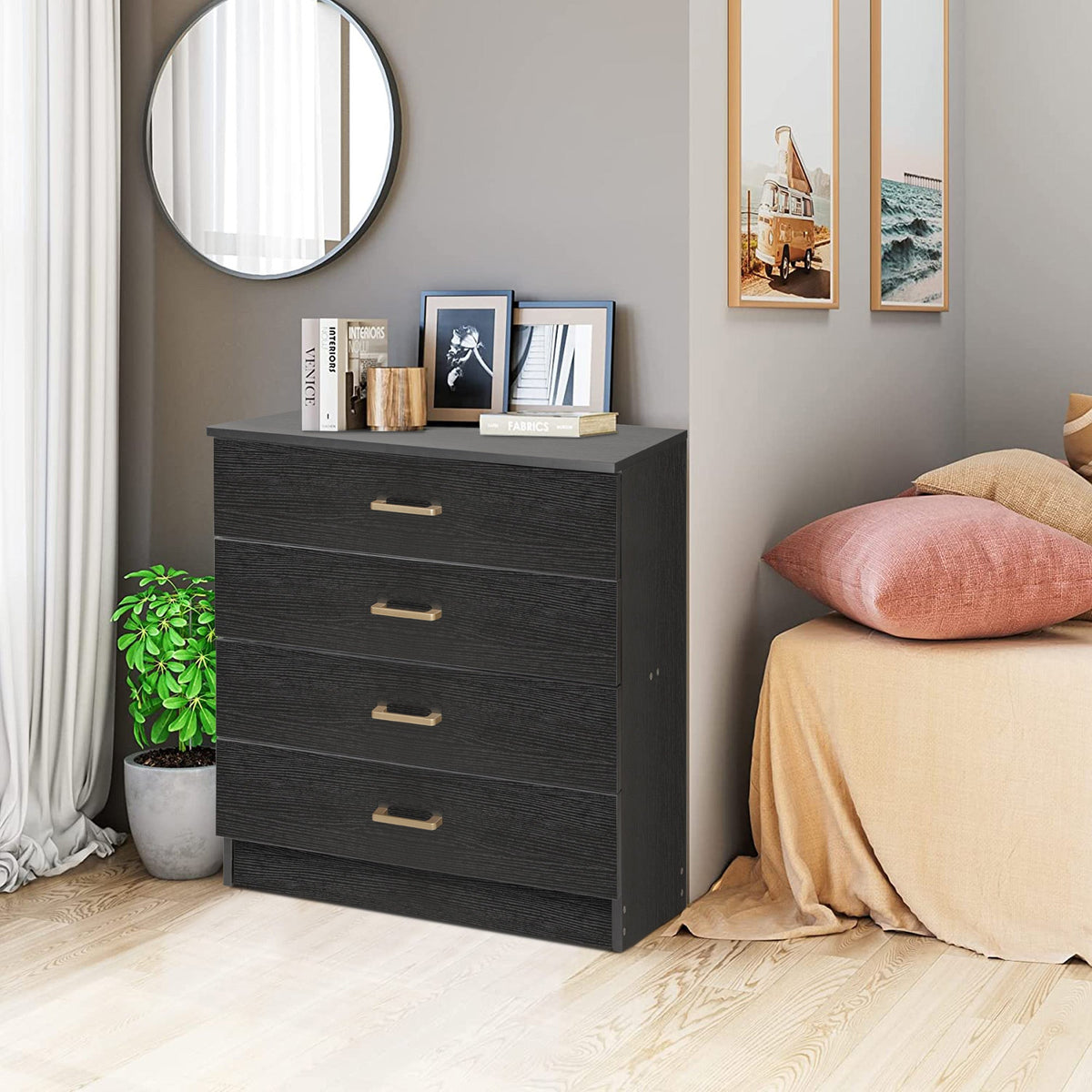 Dressers for Bedroom, Heavy Duty 4-Drawer Wood Chest of Drawers, Moder